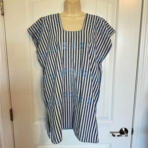Tuckernuck Sullivan Kaftan Blue Striped Dress Size Small